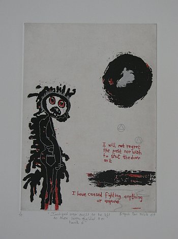 Click the image for a view of: Justified anger ought to be left to those better qualified to handle it. 2007. three-plate etching. edition 15. 290X250mm
