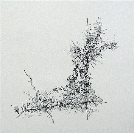 Click the image for a view of: Flight VI. 2008. drypoint print