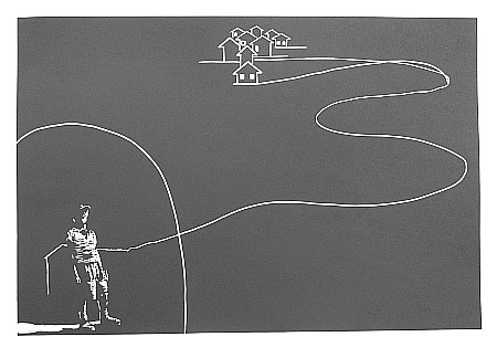 Click the image for a view of: Reconstruction & Development project for the poor Whites... 2008. linocut. edition 5. 700X1000mm