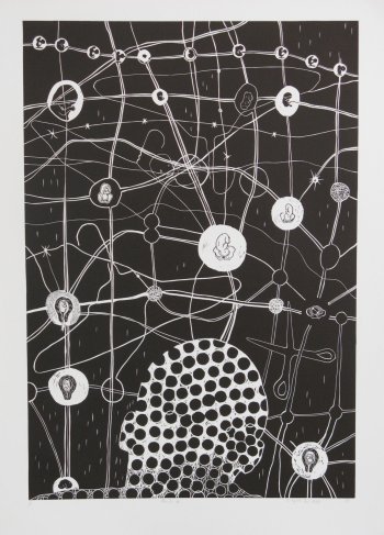 Click the image for a view of: Murder IV. 2008. linocut. edition 5. 1000X700mm