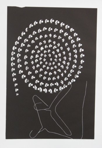 Click the image for a view of: Four weeks... 2008. linocut. edition 5. 1000X700mm