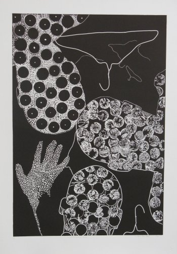 Click the image for a view of: Constitutionalised murder. 2008. linocut. edition 5. 1000X700mm