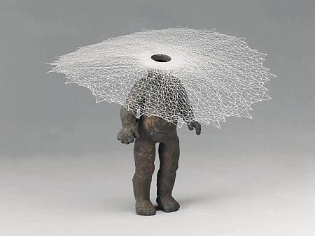 Click the image for a view of: Human Constellations. 2007-2008  5767-5768. Handmade lace, bronze figure