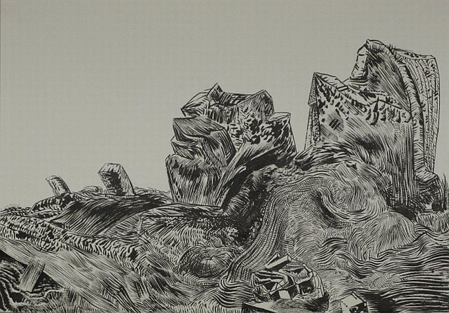 Click the image for a view of: Untitled (Landscape 10). 2007. pen & ink. 300 x 420 mm
