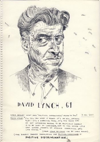 Click the image for a view of: Anton Kannemeyer. David Lynch, 61. 2007. Pen & ink
