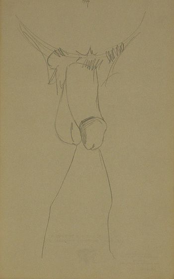 Click the image for a view of: Untitled. (1940s). Pencil on back of TED stationery. 329X209mm