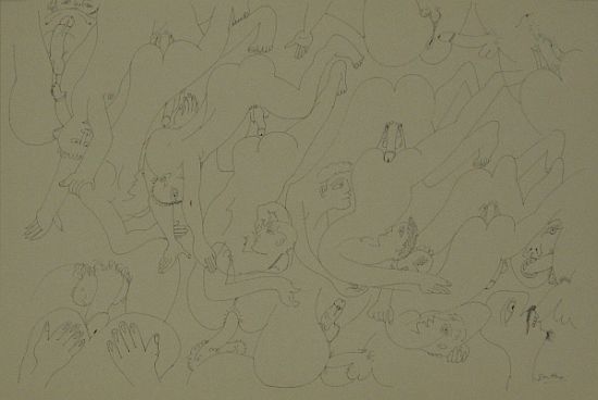 Click the image for a view of: Untitled. Pen & ink. 293X432mm