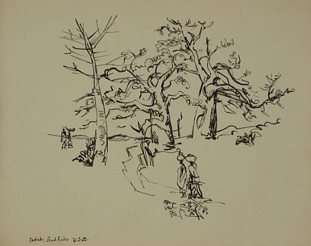Click the image for a view of: Baobabs. 1952. Brush & ink. 345X437mm