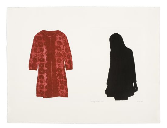 Click the image for a view of: Leaving: winter coat. 2008. Carborundum print. Edition 15. 505X605mm