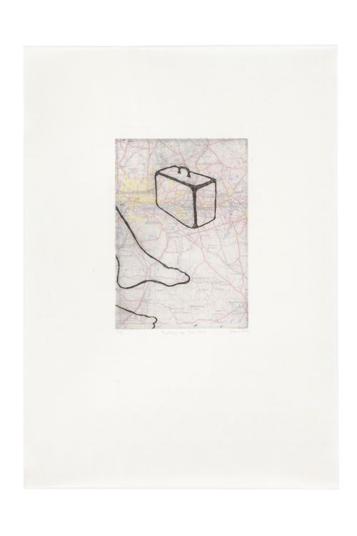 Click the image for a view of: Packing up: the case. 2009. Sugar-lift, chine colle. 210X290mm