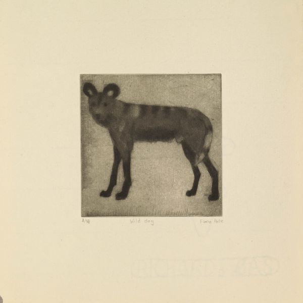 Click the image for a view of: Fiona Pole. Fables: Wild dog. 2015. Etching with roulette wheels. Edition 15. 215X215mm