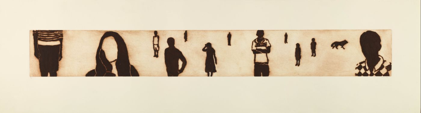 Click the image for a view of: Fiona Pole. Mirror. Carborundum etching. Edition 4. 1500X435mm