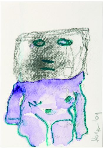 Click the image for a view of: Watercolour 10 (female). 2009. Watercolour, watercolour pencil, pencil. 147X108mm