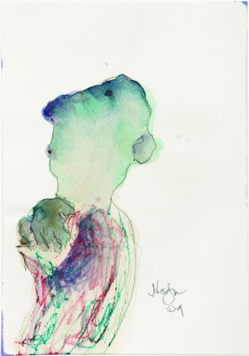 Click the image for a view of: Watercolour 12. 2009. Watercolour, watercolour pencil, pencil. 208X146mm