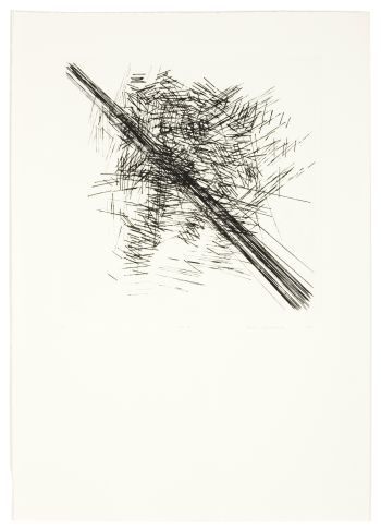 Click the image for a view of: Cut II. 2009. 2 Plate drypoint printed from cut-lines for test-print collage. 760X535mm