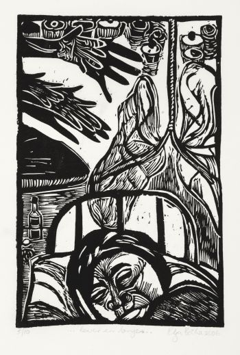 Click the image for a view of: ...lewer en longe... 2006. Linocut. Edition 10. Image 355X235mm