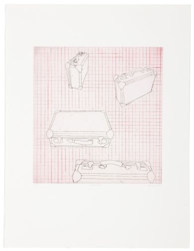 Click the image for a view of: Suitcases. 2010. Drypoint and etching. Edition 15. 352X268mm