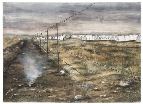 Click the image for a view of: Rifle Range I, Roodepoort. 2009. Monotype. 782 x 1075mm