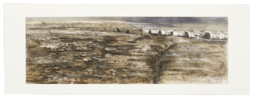 Click the image for a view of: Dislocated Landscapes III. 2009. Etching. 395 x 1000mm