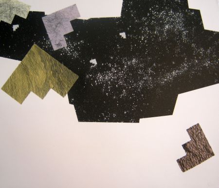 Click the image for a view of: and to that sea return 2 of 16. 2010. Monoprint with chine colle and drawing. 410X477mm