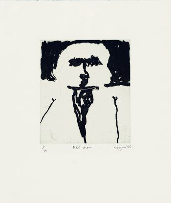 Click the image for a view of: Robert Hodgins. Fat man. 2009. Etching. 4/20. 340X285 mm