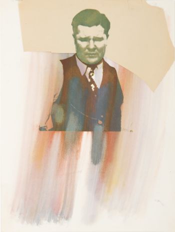 Click the image for a view of: Robert Hodgins. Pretty Boy Floyd series (18). 1980. Mixed Media. 665X500 mm