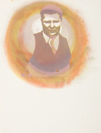 Click the image for a view of: Robert Hodgins. Pretty Boy Floyd series (17). 1980. Mixed Media. 665X500 mm