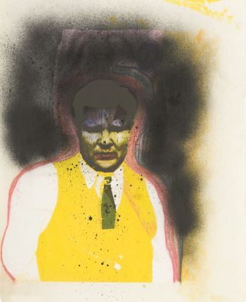 Click the image for a view of: Robert Hodgins. Pretty Boy Floyd series (3). 1980. Mixed Media. 520X430 mm