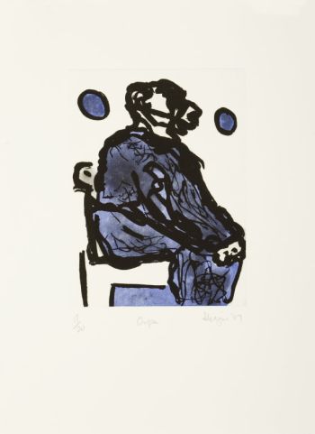 Click the image for a view of: Robert Hodgins. Oupa. 2007. Lithograph, aquatint, line etching and spitbite. 9/20. 367X270 mm