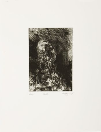 Click the image for a view of: Robert Hodgins. Head. 2005. Etching. 2/20. 320X250 mm