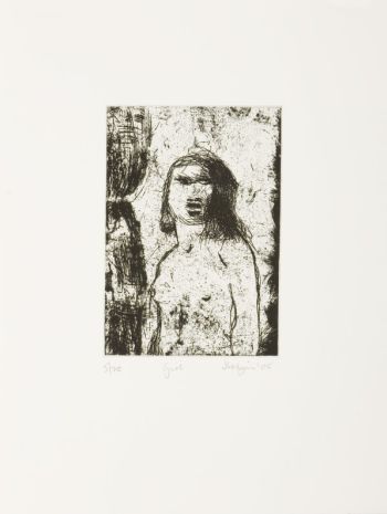 Click the image for a view of: Robert Hodgins. Girl. 2005. Etching. 5/20. 320X250 mm