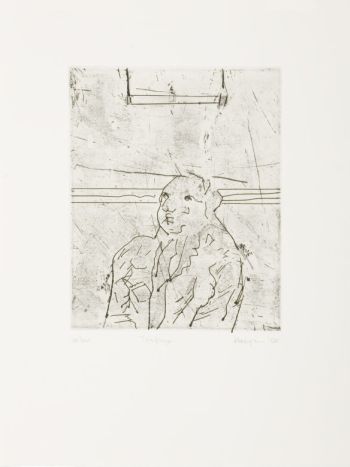 Click the image for a view of: Robert Hodgins. Trapeze. 2005. Etching. 18/20. 365X280 mm