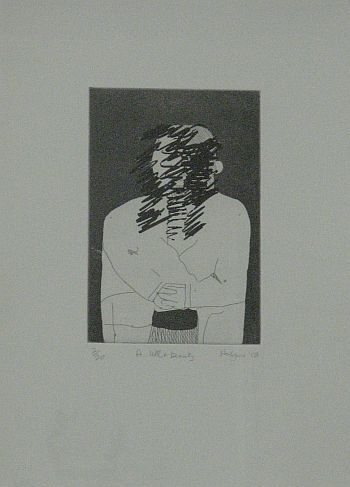 Click the image for a view of: Robert Hodgins. A little beauty. 2008. Etching. 13/20. 395X288 mm