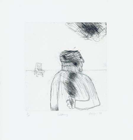 Click the image for a view of: Robert Hodgins. Solitary. 2008. Etching. 6/20. 435X328 mm