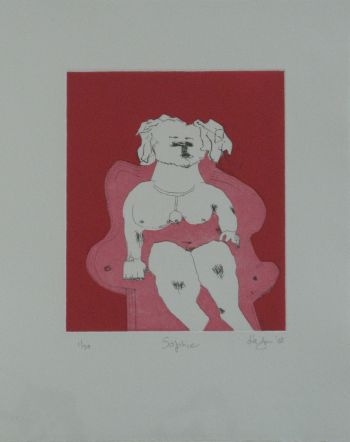 Click the image for a view of: Robert Hodgins. Sophie. 2008. Etching. 13/20. 390X310 mm