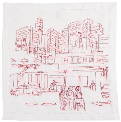 Click the image for a view of: Visit to Johannesburg XV. 2011. Cotton thread on fabric. 500X480mm
