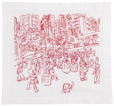Click the image for a view of: Visit to Johannesburg XII. 2011. Cotton thread on fabric. 420X445mm
