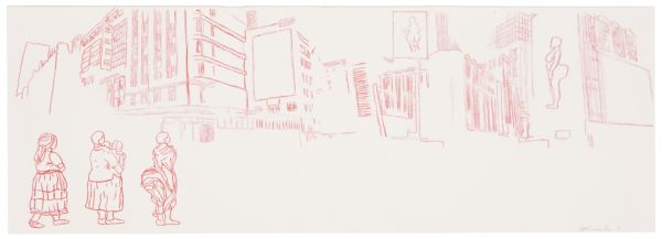 Click the image for a view of: Johannesburg III. 2011. Watercolour pencil on paper. 310X860mm