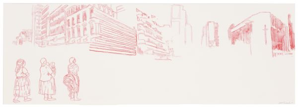 Click the image for a view of: Johannesburg IV. 2011. Watercolour pencil on paper. 300X860mm