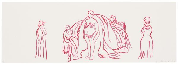 Click the image for a view of: Covering Sarah XII. 2011. Ink on paper. 300X860mm