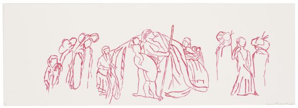 Click the image for a view of: Covering Sarah XI. 2011. Ink on paper.300X860mm