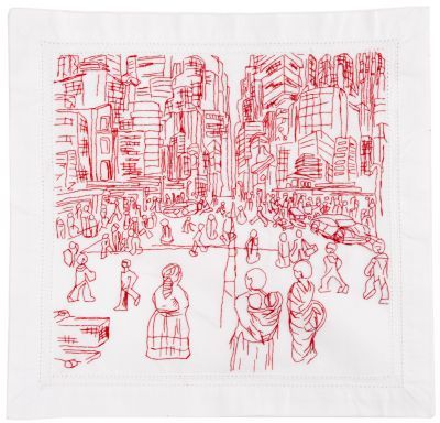 Click the image for a view of: Visit to Johannesburg VII. 2011. Cotton thread on fabric. 428X443mm
