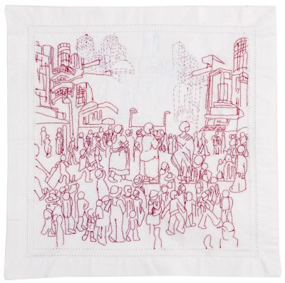 Click the image for a view of: Visit to Johannesburg IX. 2011. Cotton thread on fabric. 420X445mm