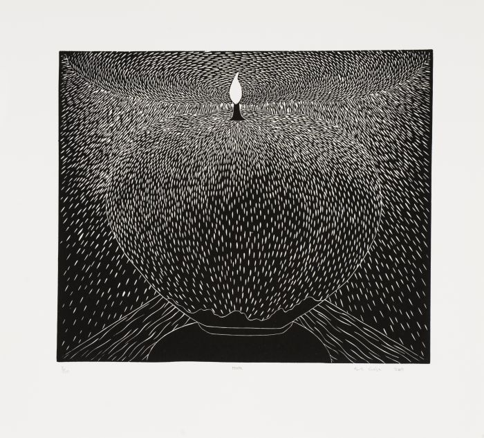 Click the image for a view of: Sandile Goje. Hope. 2011. Linocut. Edition 10. 354X390mm