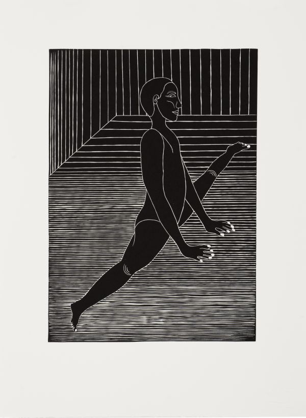 Click the image for a view of: Sandile Goje. The next big thing 01. 2011. Linocut. Edition 10. 423 X 311mm
