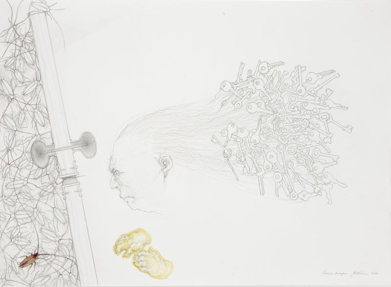 Click the image for a view of: Housekeeper. 2011. Pencil and coloured pencil on paper. 560X760mm