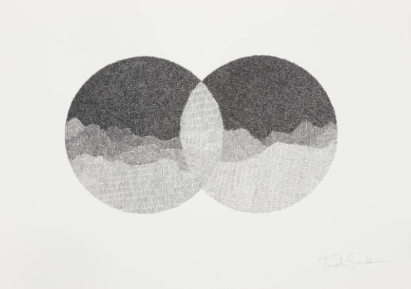 Click the image for a view of: Venn Landscape Study. 2011. Ink, coloured pencil on paper. 215X296mm