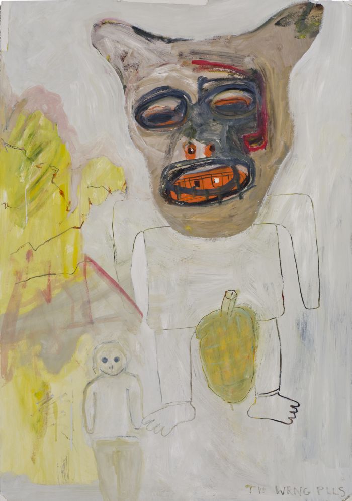 Click the image for a view of: Willie Saayman. TH WRNG PLLS. 2011. Oil paint on paper. 1004X705mm