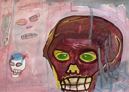 Click the image for a view of: Willie Saayman. CHUMP CHANGE. 2011. Oil paint, pencil on paper. 352 X 500mm