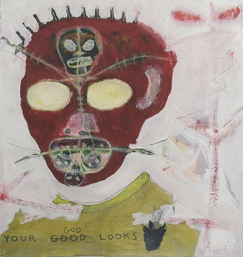 Click the image for a view of: Willie Saayman. YOUR GOD LOOKS ON. 2011. Oil paint on paper. 350X330mm